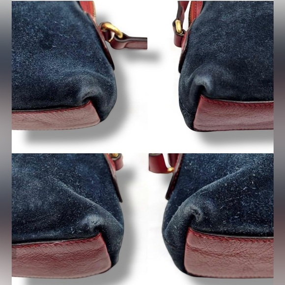 GUCCI Ophidia Sherry Line Shoulder Bag Suede  Navy and Red Mini Bag RARE - Picture 5 of 10